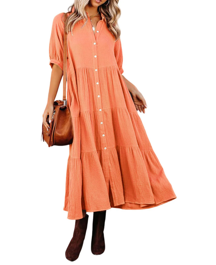 Sofia | Luxurious shirt dress with ruffles