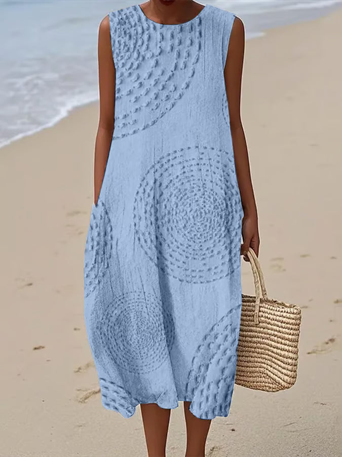Sofia | Sleeveless Long Dress With Textured Pattern