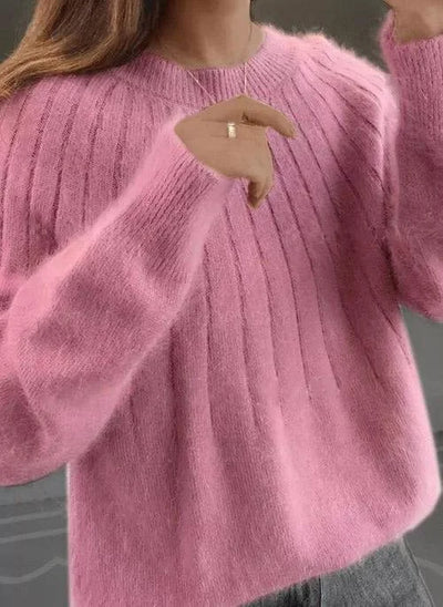 Sofia | Crewneck Sweater with Fluffy Collar
