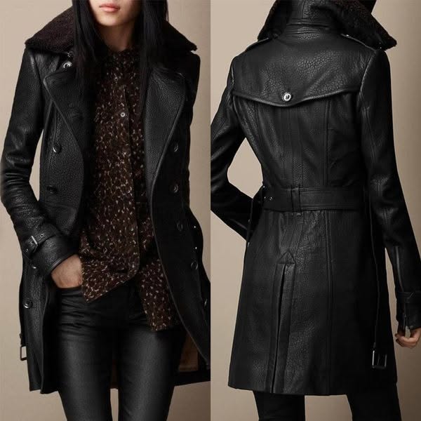 Sofia | Elegant 3/4 Leather Coat