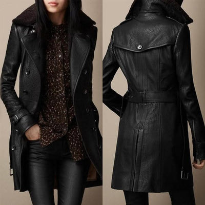Sofia | Elegant 3/4 Leather Coat