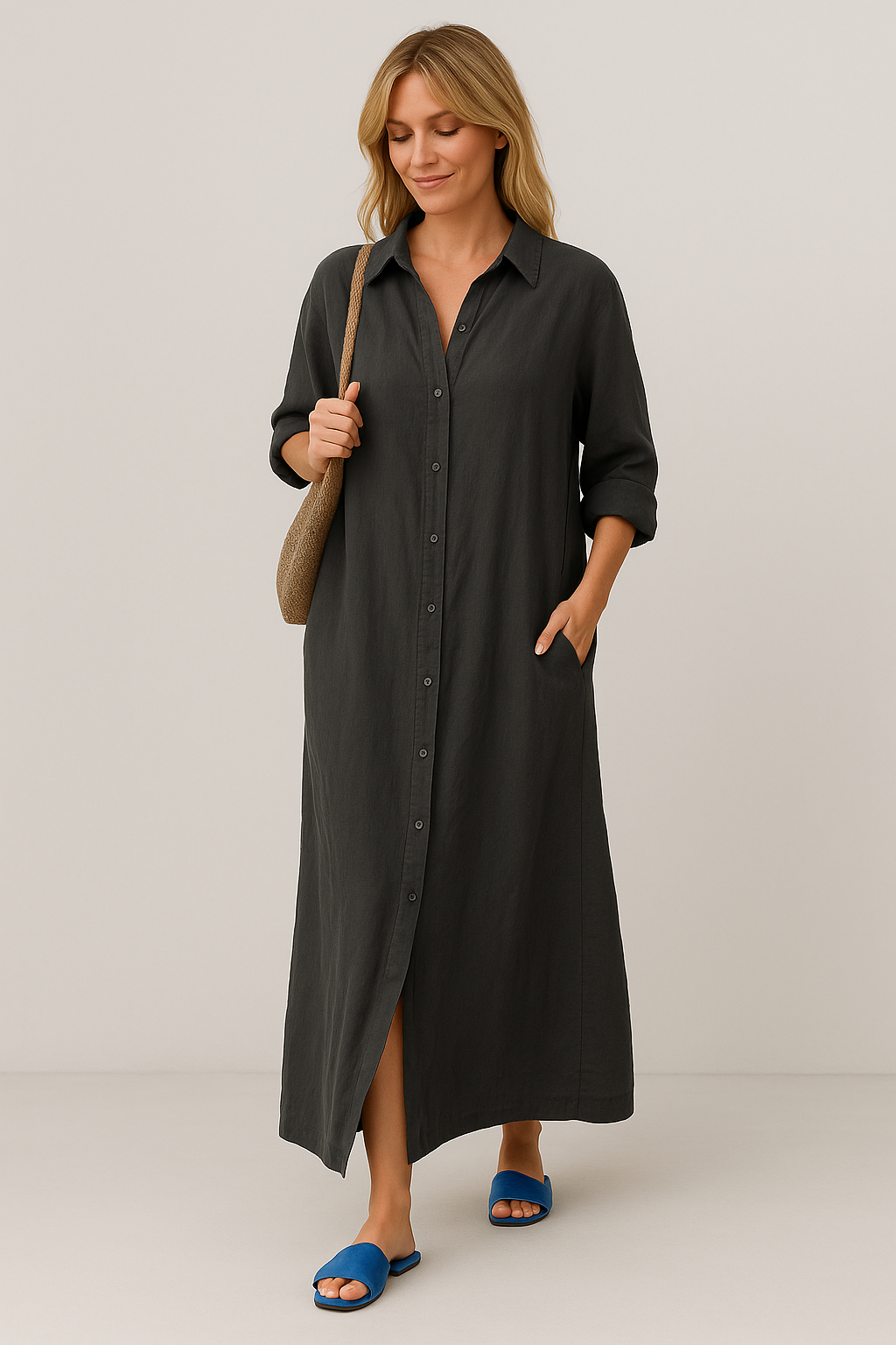 Sofia | Oversized linen shirt dress