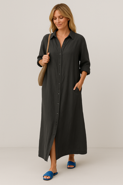 Sofia | Oversized linen shirt dress