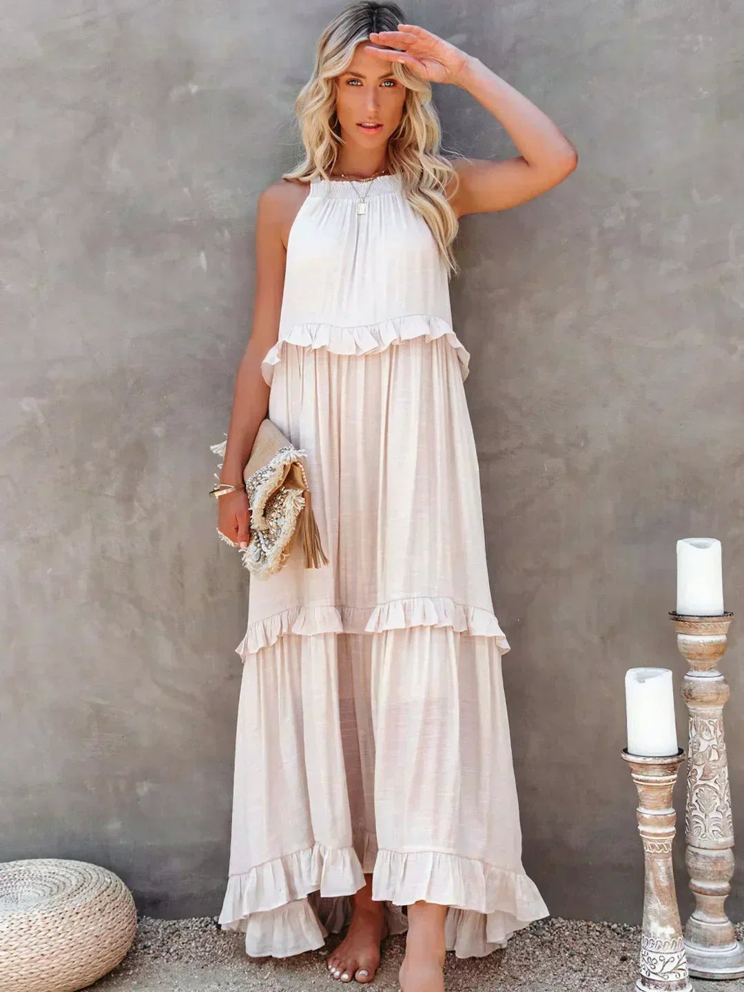 Sofia | Maxi dress with halter neck and ruffles