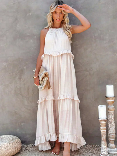 Sofia | Maxi dress with halter neck and ruffles