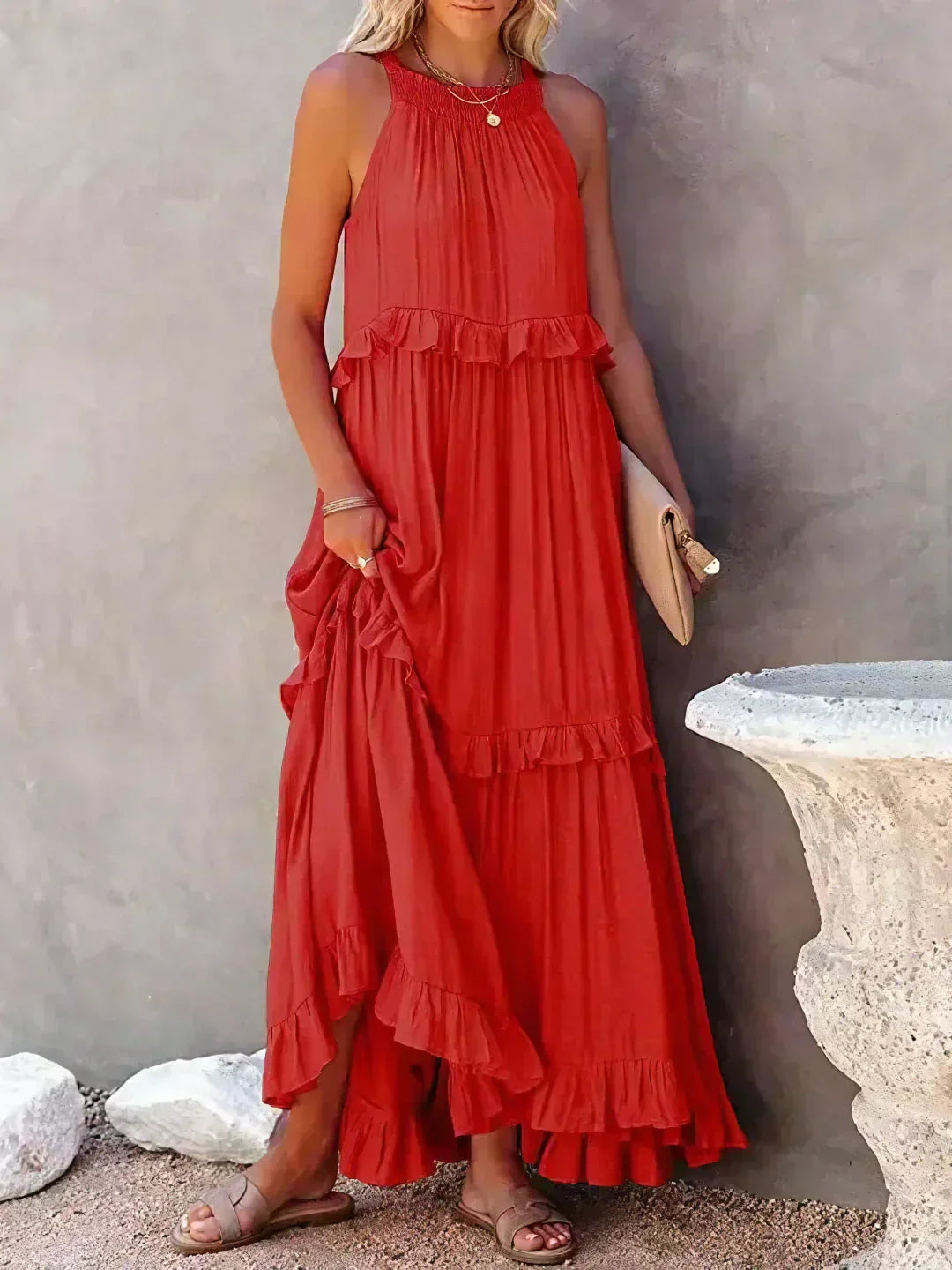 Sofia | Maxi dress with halter neck and ruffles