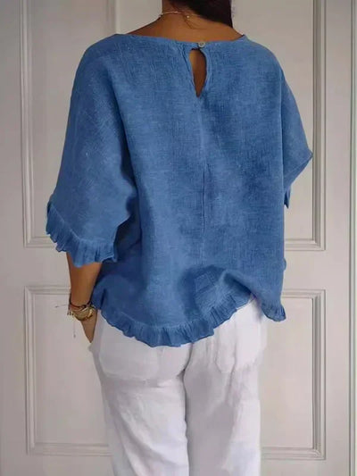 Sofia | Cotton linen blouse with ruffles