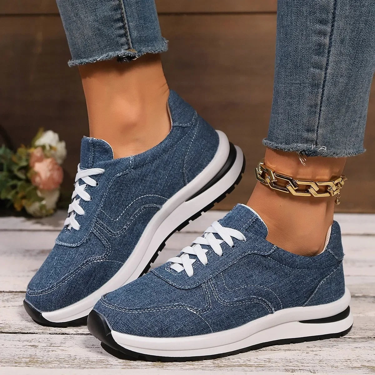 Sofia | Denim platform sneakers