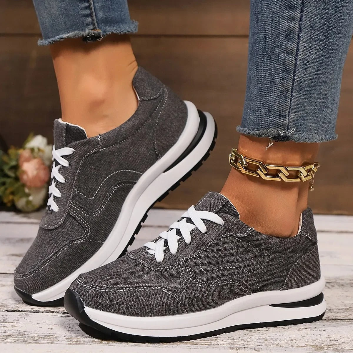 Sofia | Denim platform sneakers