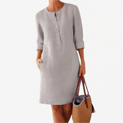 Sofia | Linen dress with long sleeves