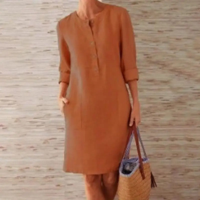 Sofia | Linen dress with long sleeves